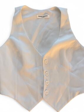 Amanda Uprichard White V-Neck Button Vest